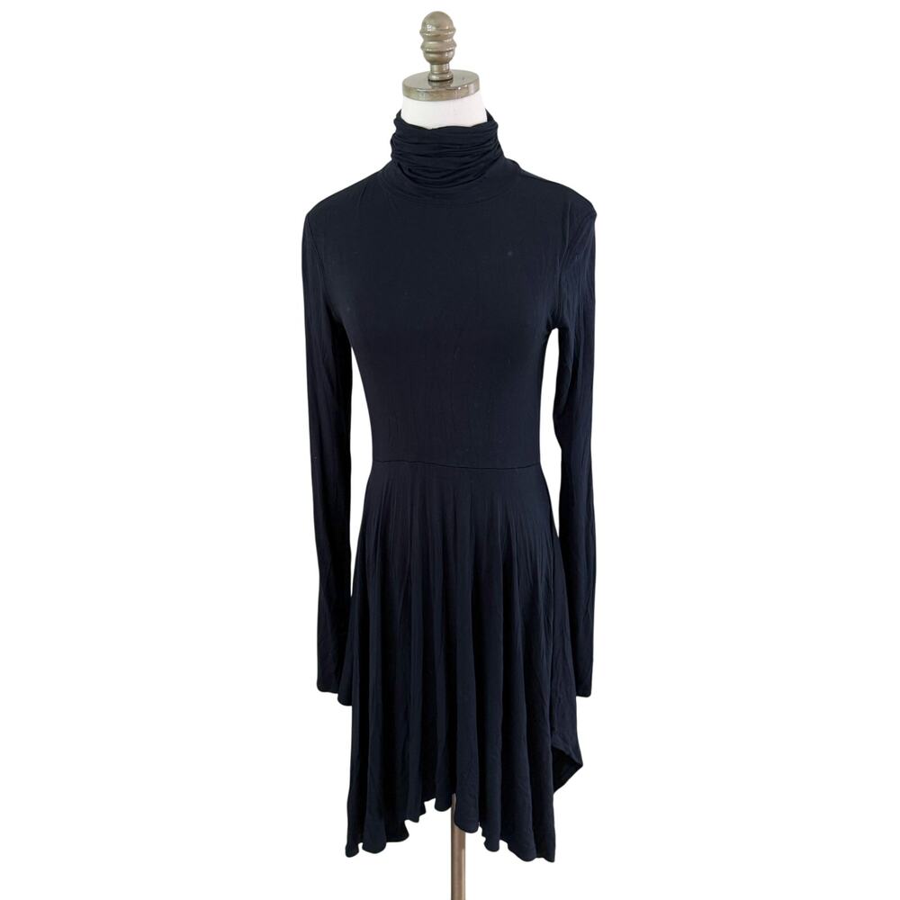 Peruvian Connection Black Long Sleeve Turtleneck Tunic Dress Sz XS Made in Peru